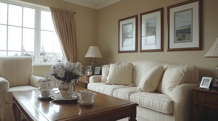 Elegant Living Room Interior Design: Cozy and Comfortable Home Space with Natural Light