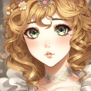 Elegante princesa de la nobleza con una mirada radiante y una diadema dorada que brilla bajo la tenue luz real.