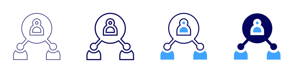 Remote collaboration icon in 4 different styles. Thin Line, Line, Bold Line, Duotone. Duotone style. Editable stroke
