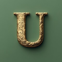 Gold letter U on sage green background