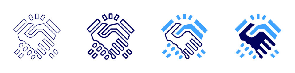 Team synergy icon in 4 different styles. Thin Line, Line, Bold Line, Duotone. Duotone style. Editable stroke