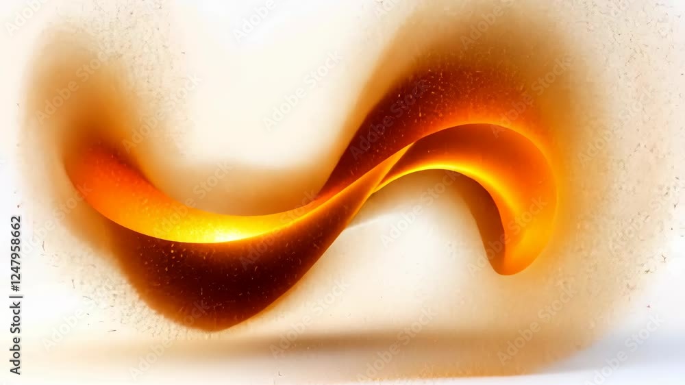 Poster abstract design featuring a flowing orange shape with dynamic curves on a white background