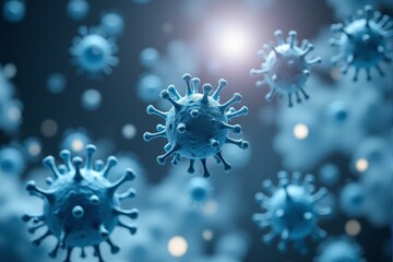 Medical research concept of microscopic viruses in a scientific background