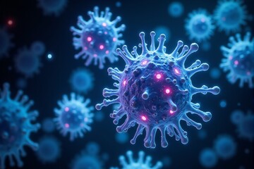 Abstract bacteria design glowing in a futuristic medical setting