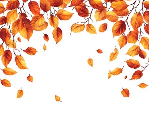 Falling autumn leaves border