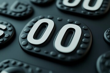 Closeup embossed phone keypad numbers