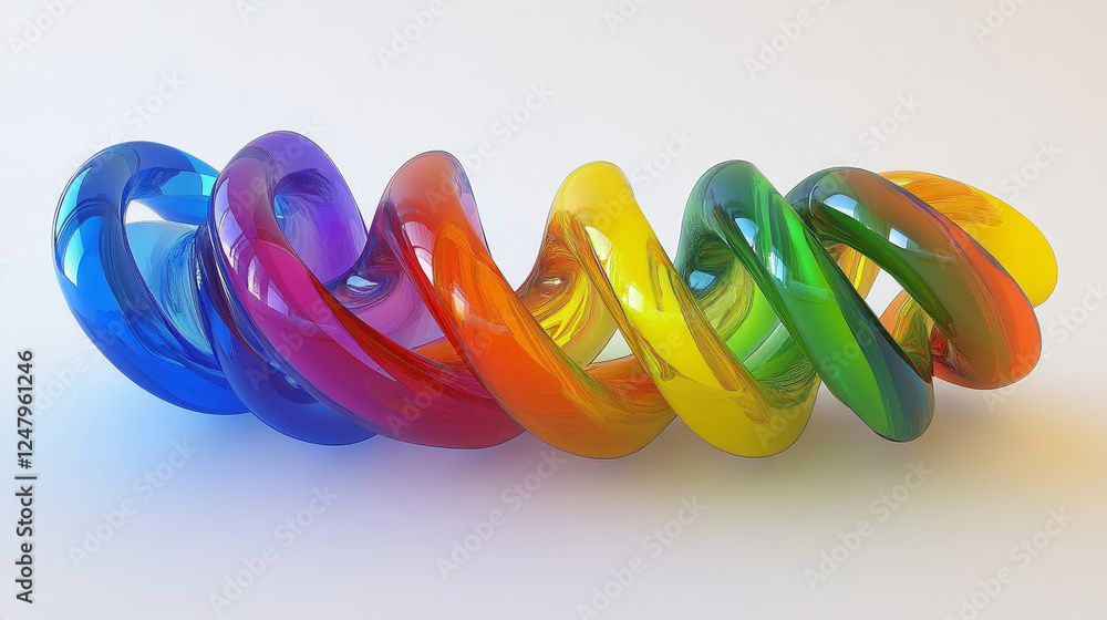 Poster realistic set of colorful 3d spiral lines isolated on transparent background. vector illustration of