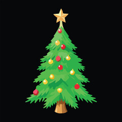 Fototapeta premium Christmas Tree and Holiday Elements Collection, Festive illustration Set.