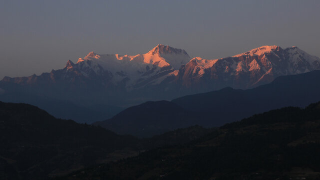 Annapurna Range at sunset, Lamjung Himal, Nepal.