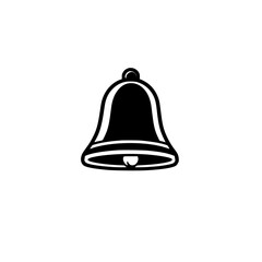 Minimalist Bell in Black and White: A Bold Illustrated Icon, Centered and Isolated Against White.