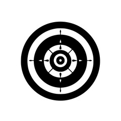 Precision Target: Black and White Circular Target with Stylized Arrows
