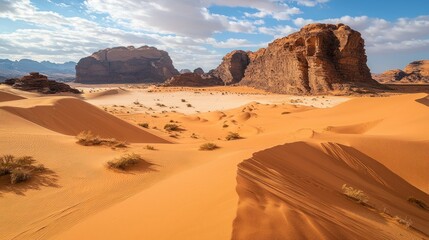 Naklejka premium Majestic Wadi Rum Desert Landscape in Jordan