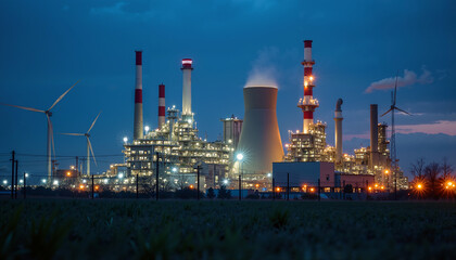 power plant with win turbine © Pongpan