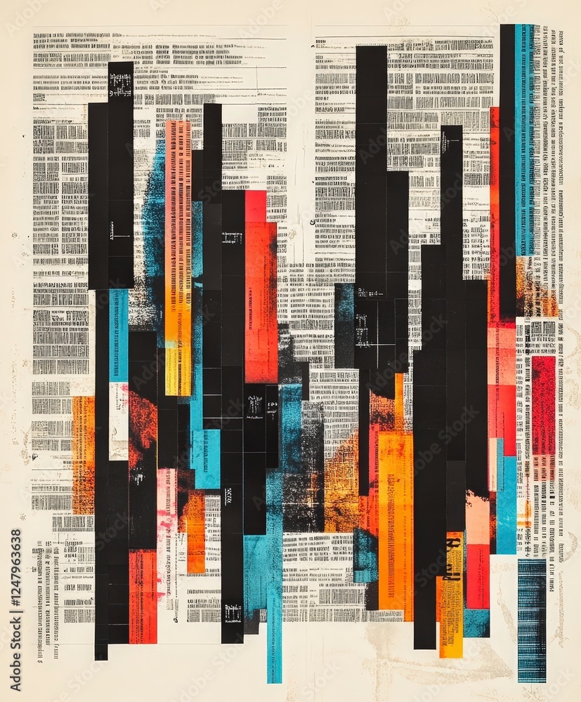 Poster abstract colorful vertical lines on textured background