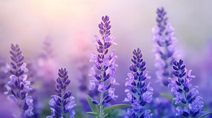 Fototapeta premium Lavender field, sunrise, floral beauty, calm