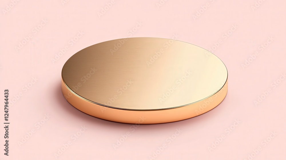 Poster elegant gold circular object on soft pink background for modern design