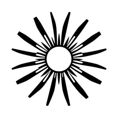 Obraz premium [Abstract and white surface. Dark, radial strokes radiating from a central white circle.]