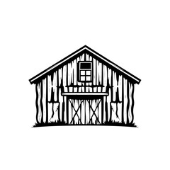 Black and white barn illustration