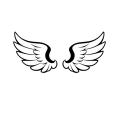 Stylized Black and White Wings on White Background