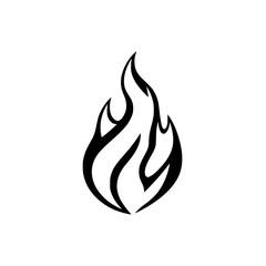 Black and White Fire Symbol: A Simple and Elegant Minimalist Illustration of Flames on White.