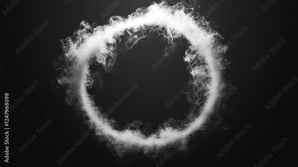 Poster circle shape smoke puff cloud to animate vector. hookah steam motion frame graphic effect. realistic