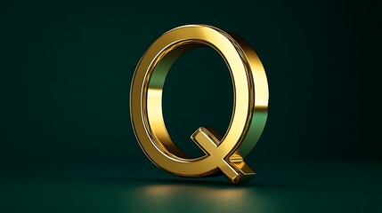 Gold Letter Q on Dark Background