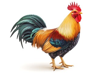 Fototapeta premium Colorful Rooster Portrait on White Background