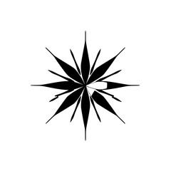 Fototapeta premium A monochrome, spiky, star-like design. The image has a central focus and a radial symmetry.
