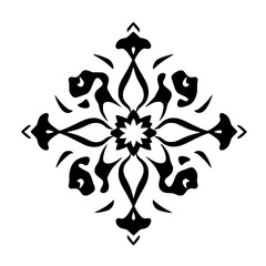 Floral Vector Symmetry: A symmetrical design depicting a black and white floral pattern against a white background.