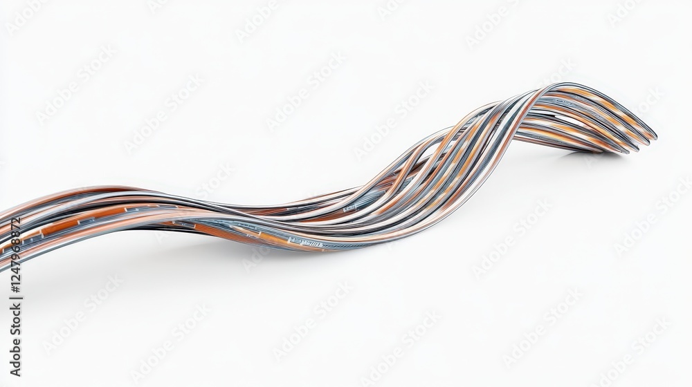 Poster colorful twisted wires creating dynamic visual effects on white background