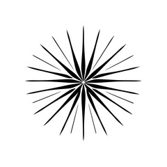 Fototapeta premium Black and White Starburst, a geometric design with radial symmetry, stark lines on a white background.