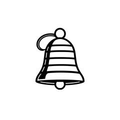 Striking Minimalist Bell with Black Outline on a White Background.