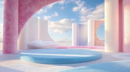 Fototapeta premium Modern Abstract Space with Colorful Shapes and Soft Textures