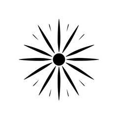 Obraz premium Stylized Black Sunburst radiating from a central, circular form, set against a white background, creating a simple yet impactful aesthetic.