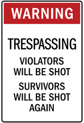 Fototapeta premium Gun owner safety signviolators will be shot