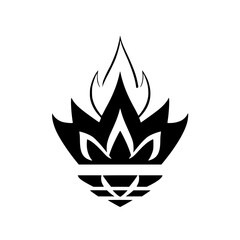 Abstract Black Lotus and Flames Logo, a minimal and graphic design element.