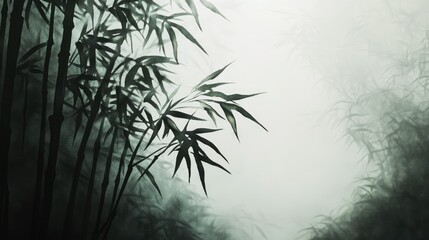 Obraz premium A monochromatic watercolor painting of bamboo,