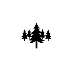 Obraz premium Silhouetted Pines: Minimalist Forest Illustration on White Background.