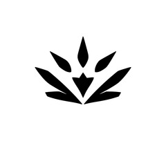 Obraz premium Geometric floral design. Black-and-white artwork in a minimalist style.