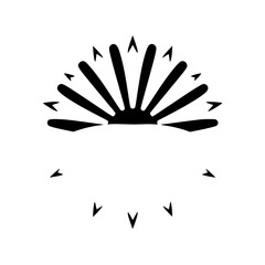 Abstract sunburst composed of black lines.
