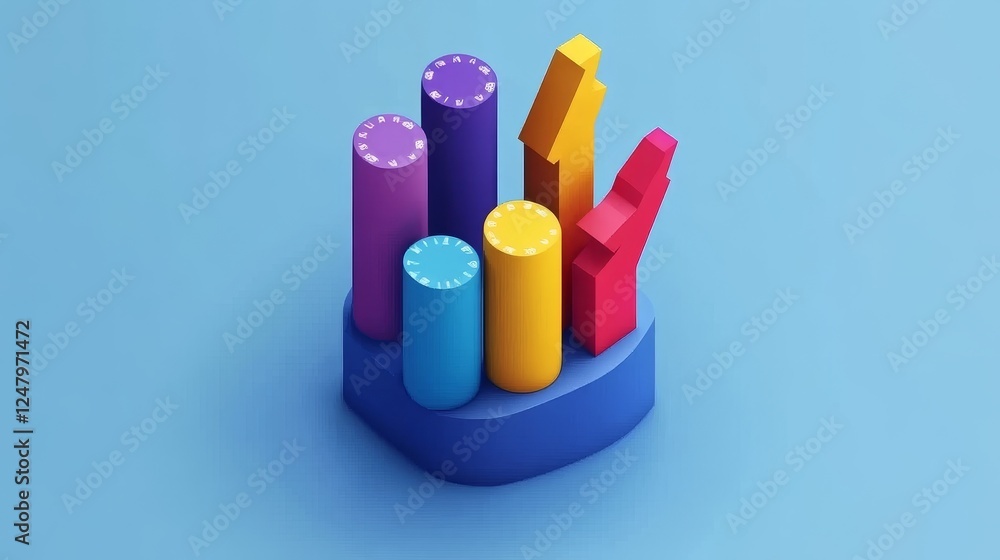Poster abstract colorful 3d hand graphic design element for business growth success data visualization