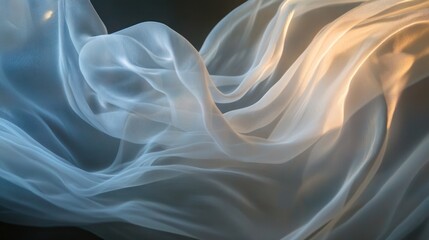 Abstract ethereal fabric with fluid movement and iridescent glow