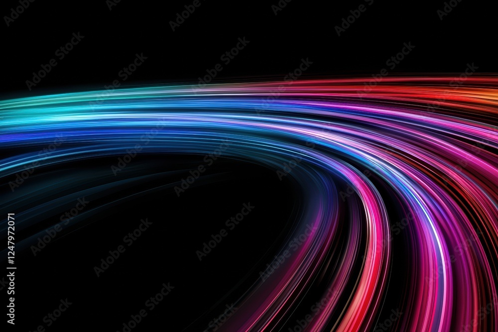 Poster high-speed internet infrastructure visualized with vibrant colorful lines