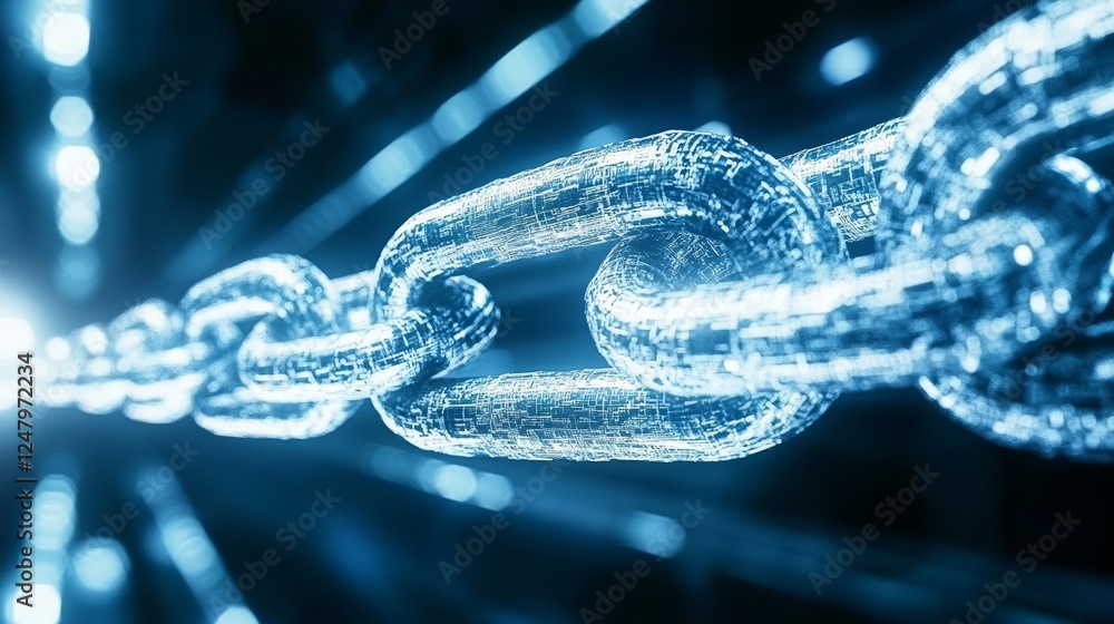 Poster abstract crystalline chain link network digital data stream