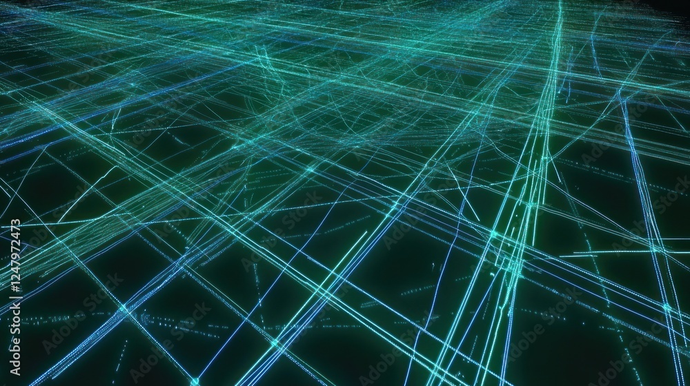 Poster abstract technology background with glowing network connection lines