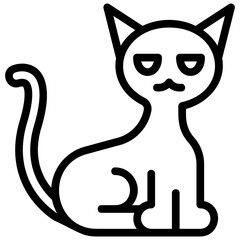 Black cat Line Icon