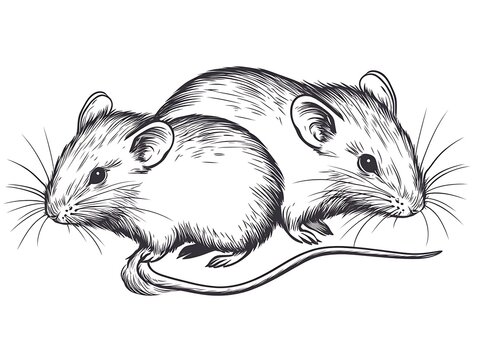 black and white mice drawing clip art preview