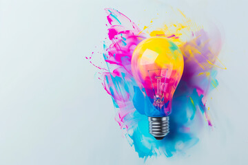 Colorful Creative idea concept with lightbulb made from colorful paint