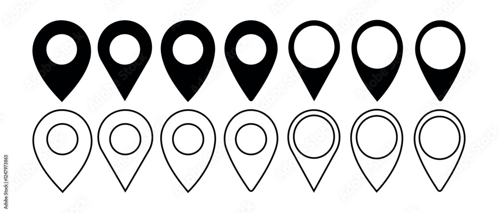 Poster set of map pin location icon for design. outline and easily editable. vector design on white backgro