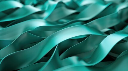 Fototapeta premium A blue ribbon with a pattern of waves. The ribbon is long and thin